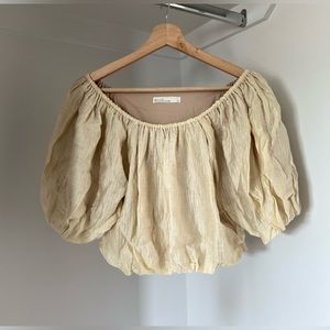 OAK + FORT Textured Puff Sleeve Top